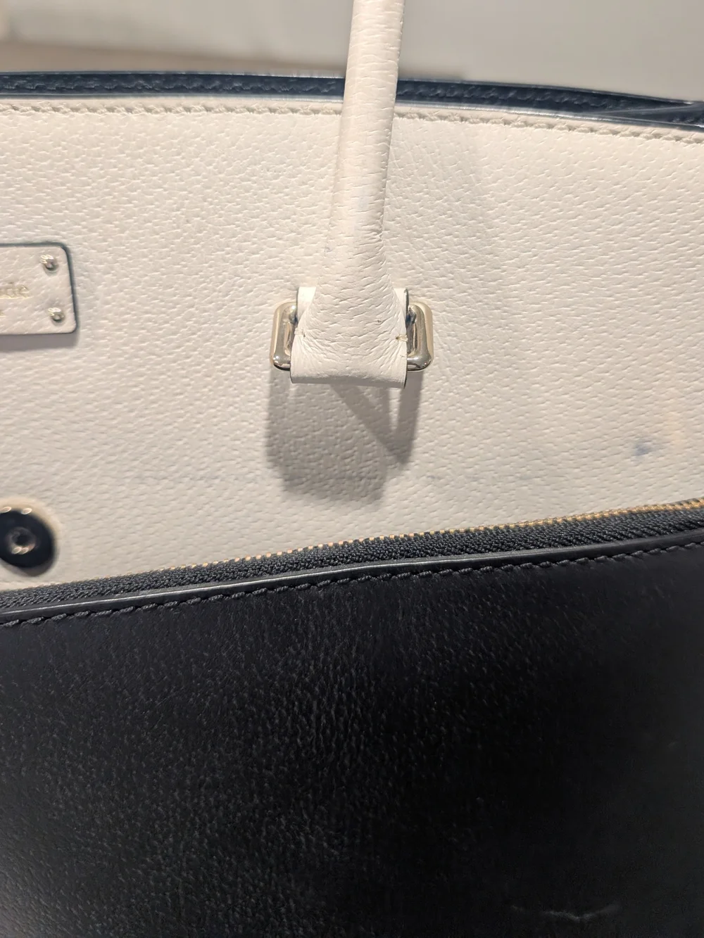kate spade Black and Cream Two-Tone Leather Bag Very Gently Used